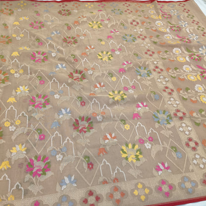 Pure Cotton Ektara Tilfi Cutwork Jamdani Banarasi Saree