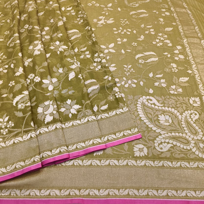 Pure Cotton Ektara Alfi Cutwork Jamdani Banarasi Saree
