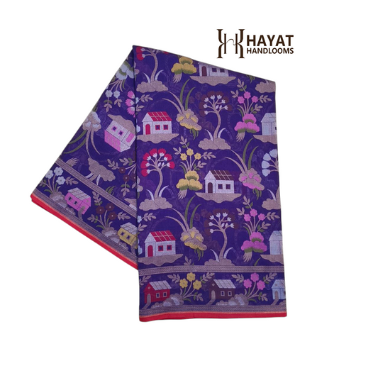 Pure Cotton Ektara Tilfi cutwork Jamdani Banarasi Saree