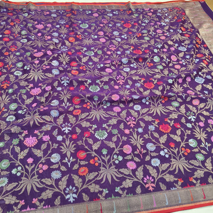 Pure Cotton Ektara Tilfi Cutwork Jamdani Banarasi Saree