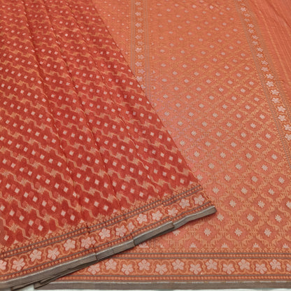 Pure Cotton Ektara Alfi Jamdani Cutwork Jaal Banarasi Saree