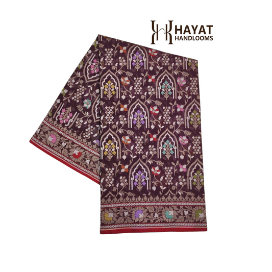 Pure Cotton Ektara Tilfi Jamdani Cutwork Jaal Banarasi Saree