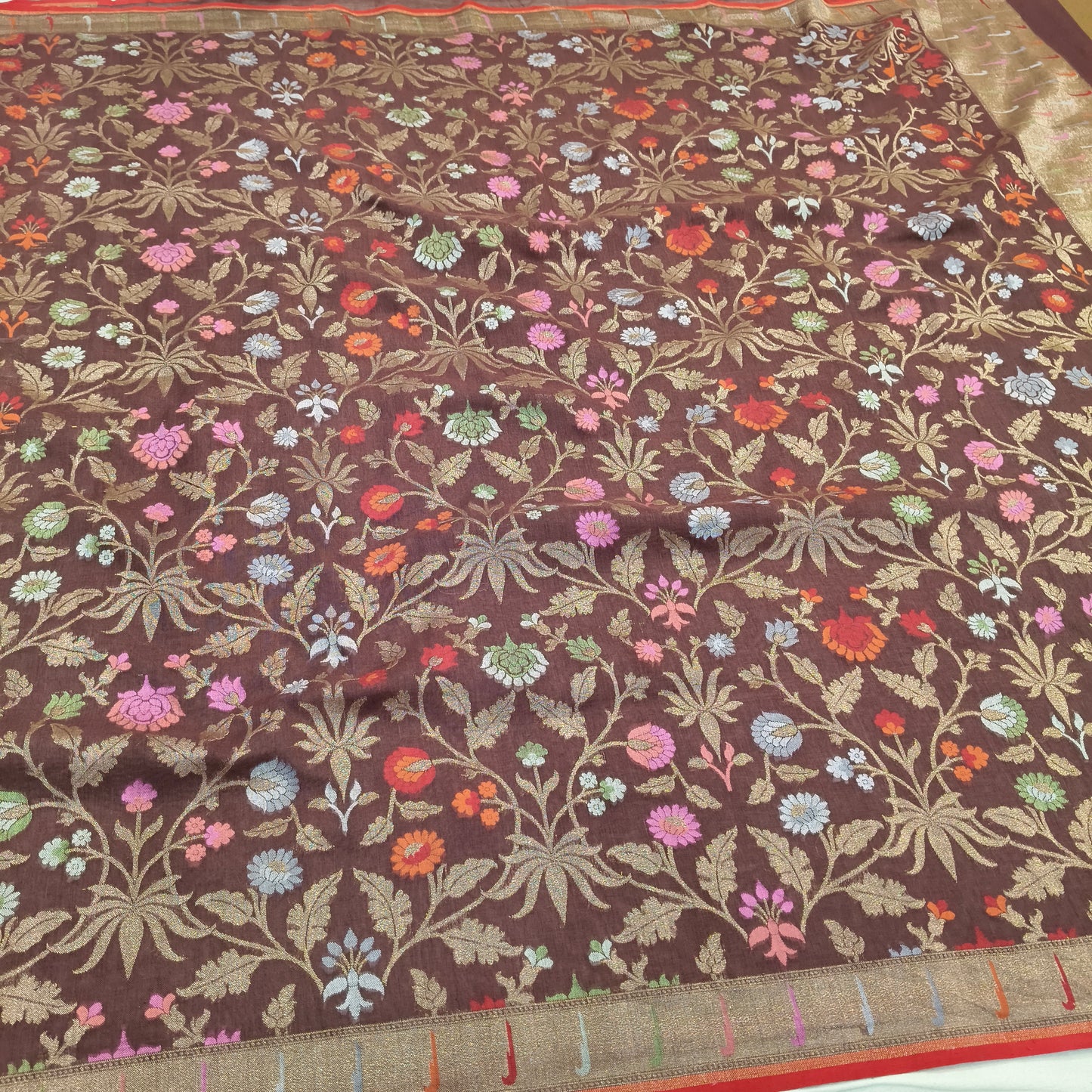 Pure Cotton Ektara Tilfi Cutwork Jamdani Banarasi Saree