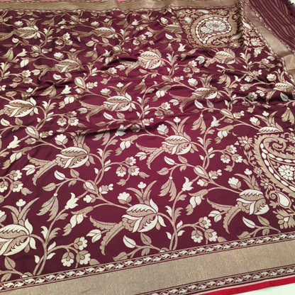 Pure Katan Silk Ektara Cutwork Jamdani Banarasi Saree