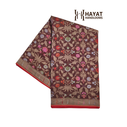 Pure Cotton Ektara Tilfi Cutwork Jamdani Banarasi Saree